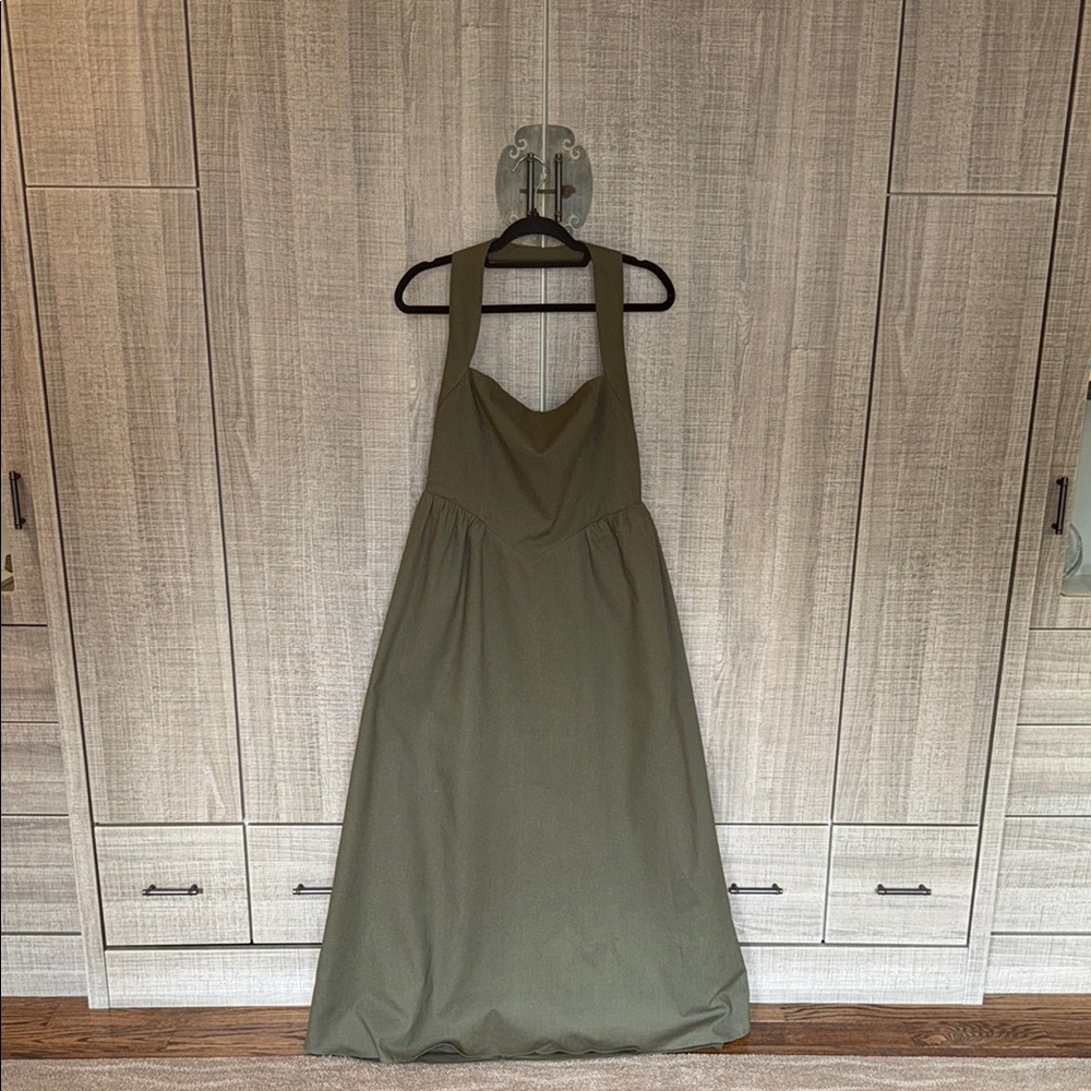 Commense Cotton & Linen Halter A Line Long Dress‎